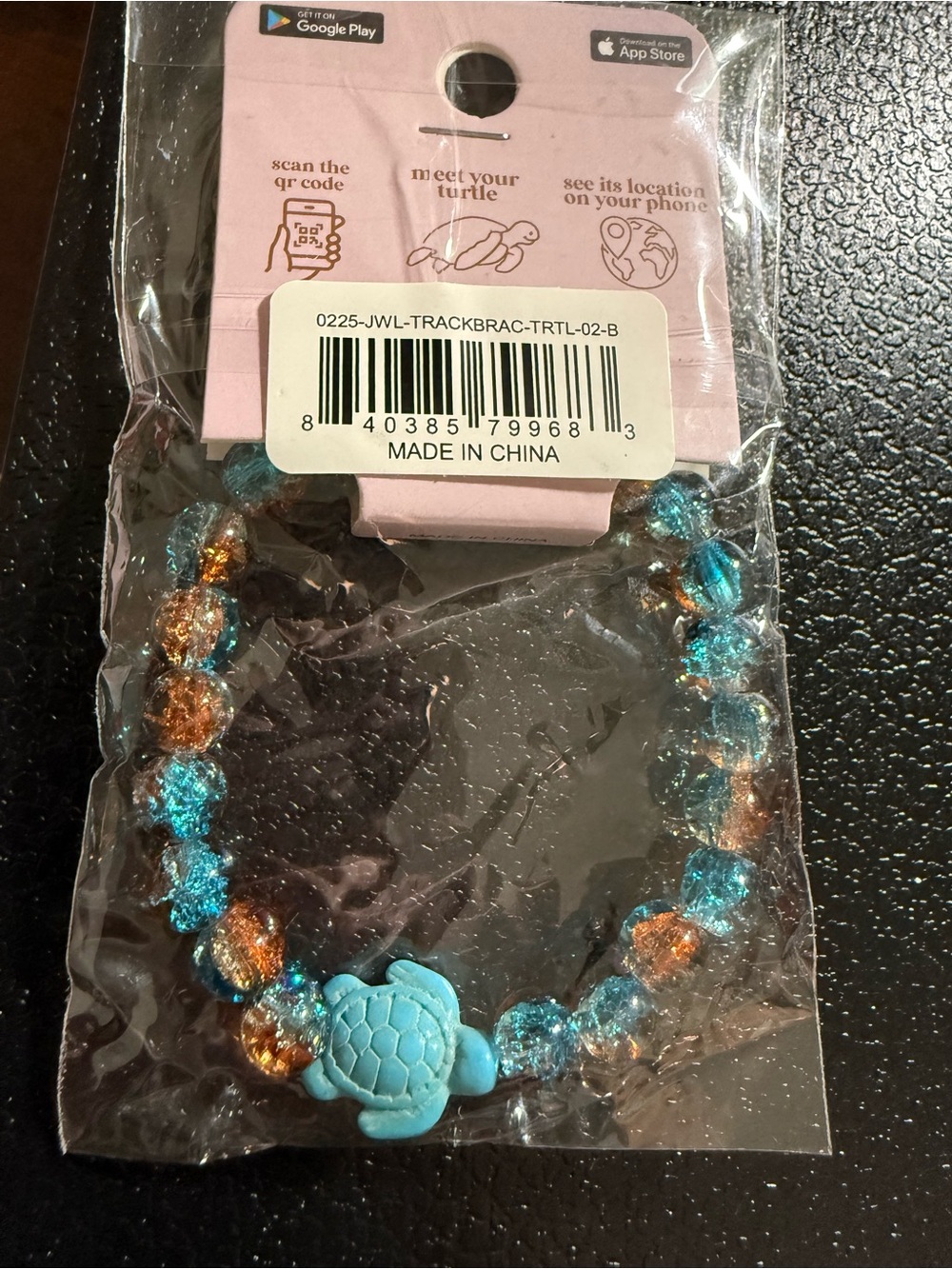 Simply Southern Kids Turtle Tracking Bead Bracelet - Turquoise & Orange